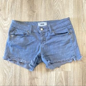 Paige Gray Distressed Shorts. Sz 26